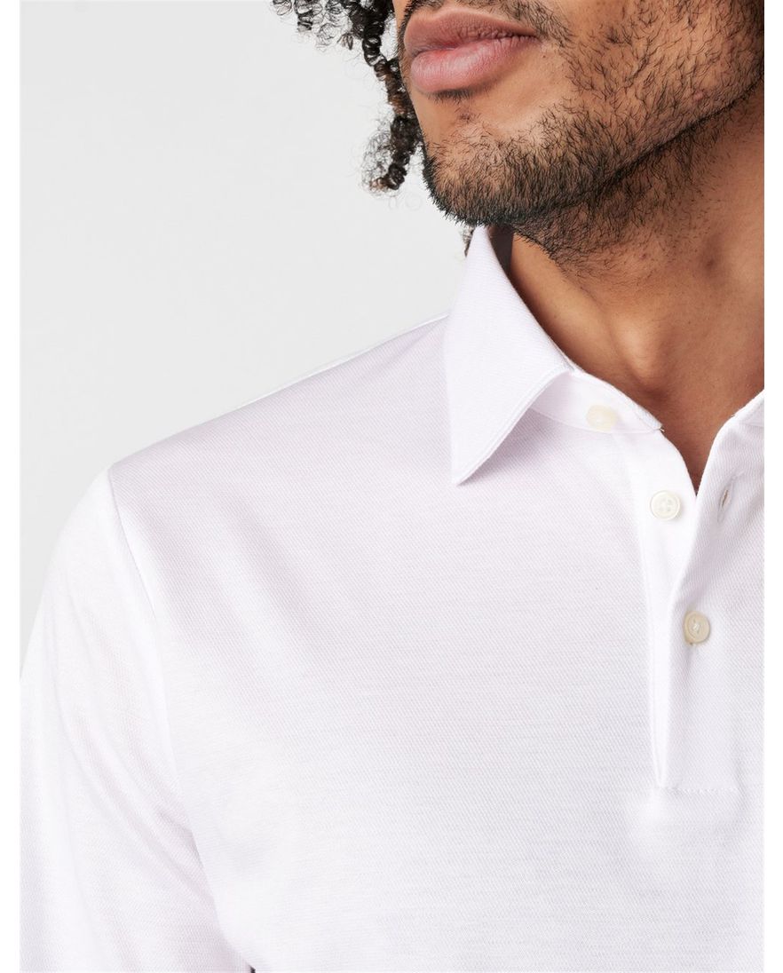Desoto Kent poloshirt wit effen slim fit katoen