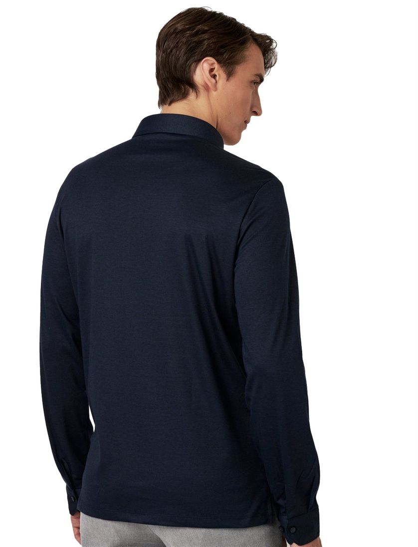 poloshirt Desoto Kent donkerblauw effen slim fit