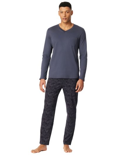 Schiesser Schiesser pyjama set jersey katoen navy geprint lange mouw