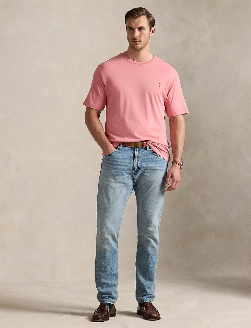 T-Shirt Polo Ralph Lauren Big & Tall roze katoen effen