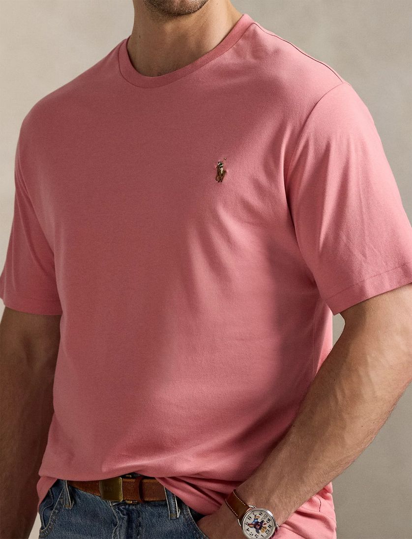 T-Shirt Polo Ralph Lauren Big & Tall roze katoen effen