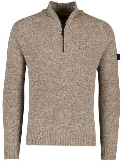 Peuterey Peuterey trui bruin half zip gemeleerd