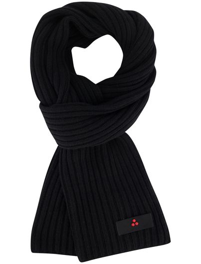 Peuterey Peuterey sjaal zwart wol en kasjmier effen gebreid