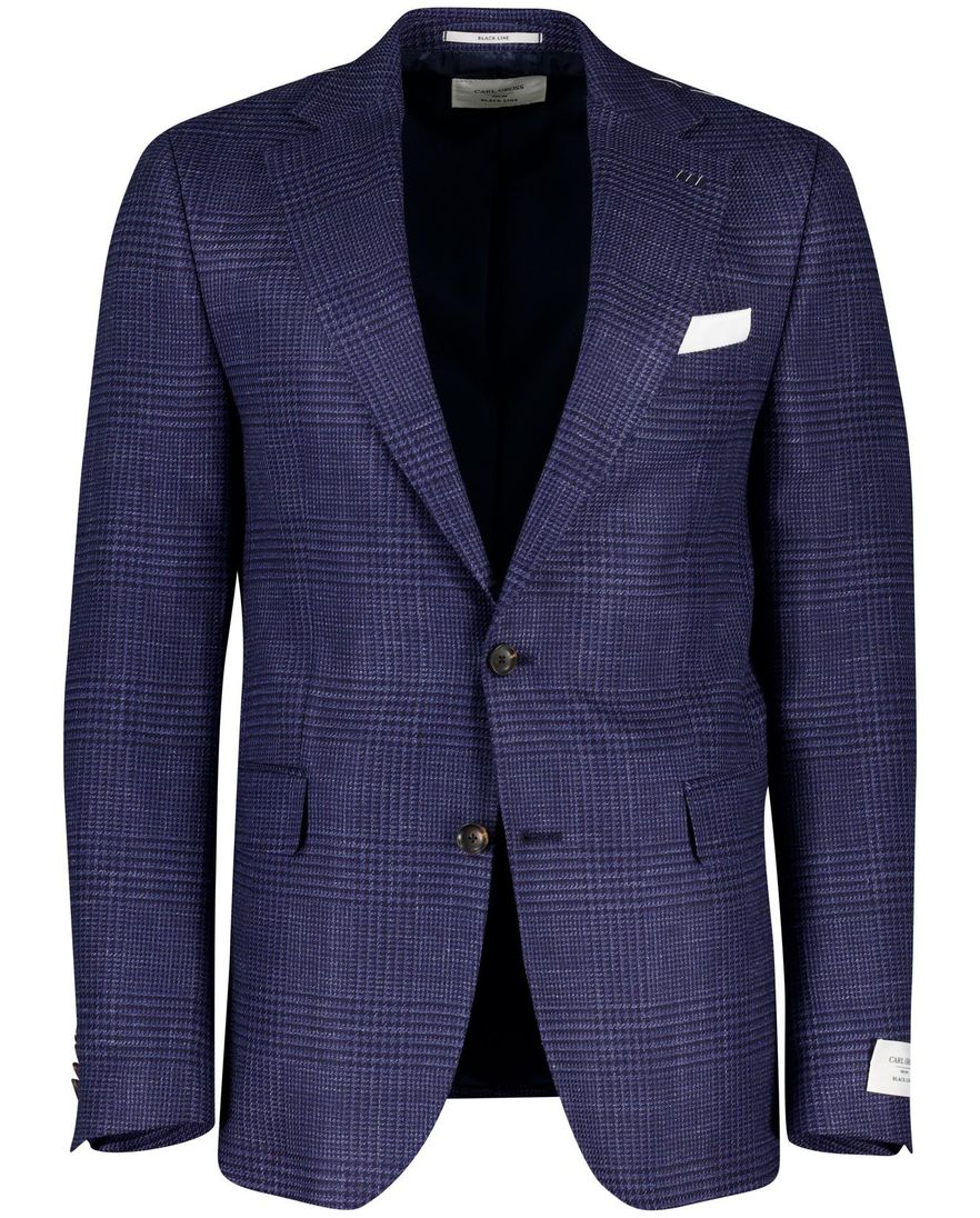 Carl Gross colbert blauw effen normale fit wol