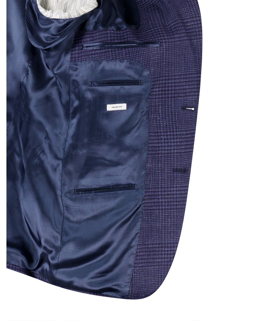 Carl Gross colbert blauw effen normale fit wol