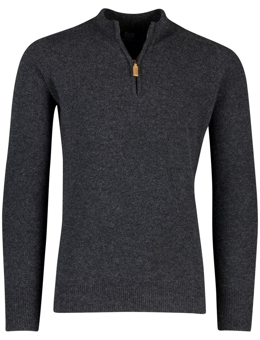 William Lockie trui grijs effen wijde fit half zip