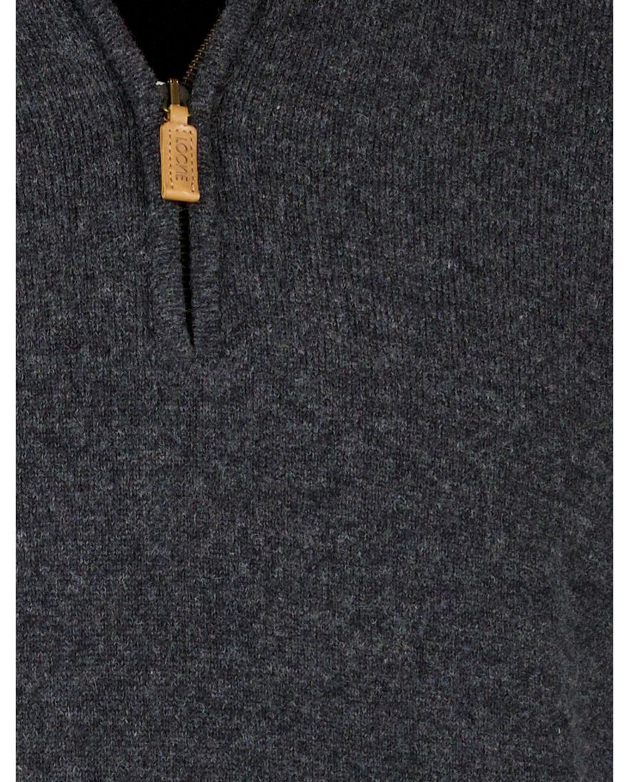 William Lockie trui grijs effen wijde fit half zip