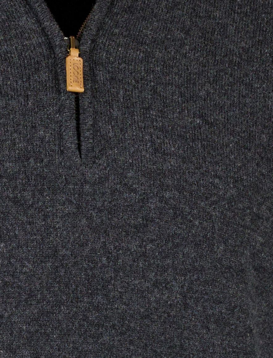 William Lockie trui grijs effen wijde fit half zip