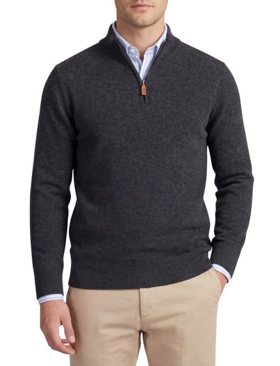 William Lockie William Lockie trui grijs effen wijde fit half zip