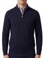 William Lockie trui half zip donkerblauw effen wijde fit lamswol