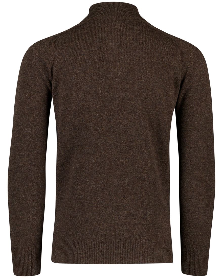 William Lockie trui bruin effen half zip