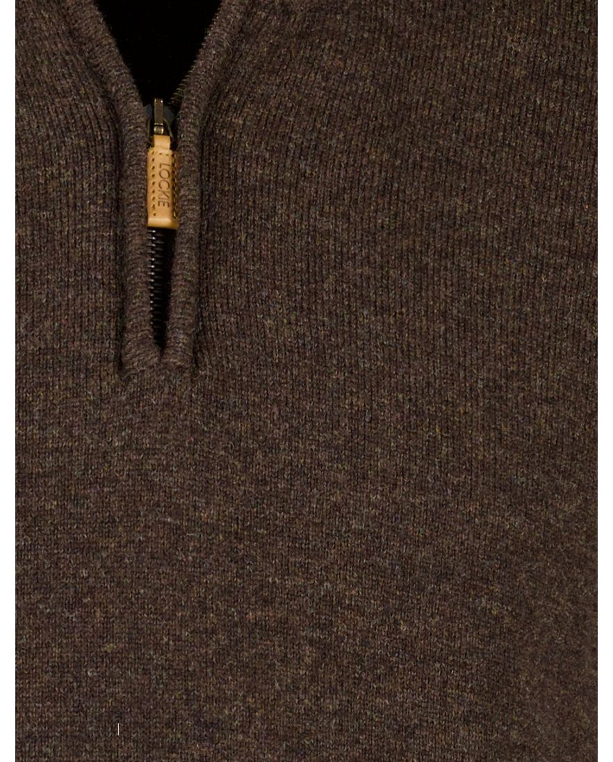 William Lockie trui bruin effen half zip