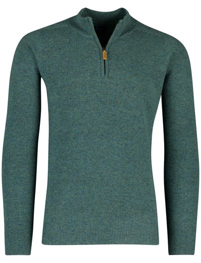 William Lockie William Lockie trui half zip turquoise effen wijde fit