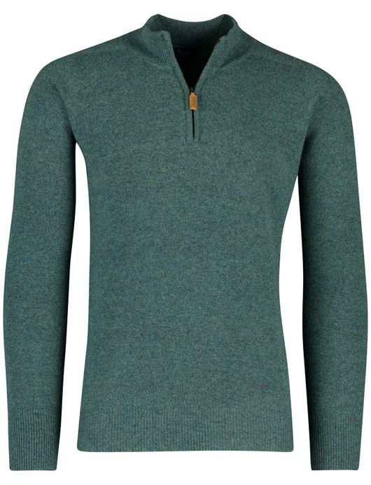 William Lockie trui half zip turquoise effen wijde fit