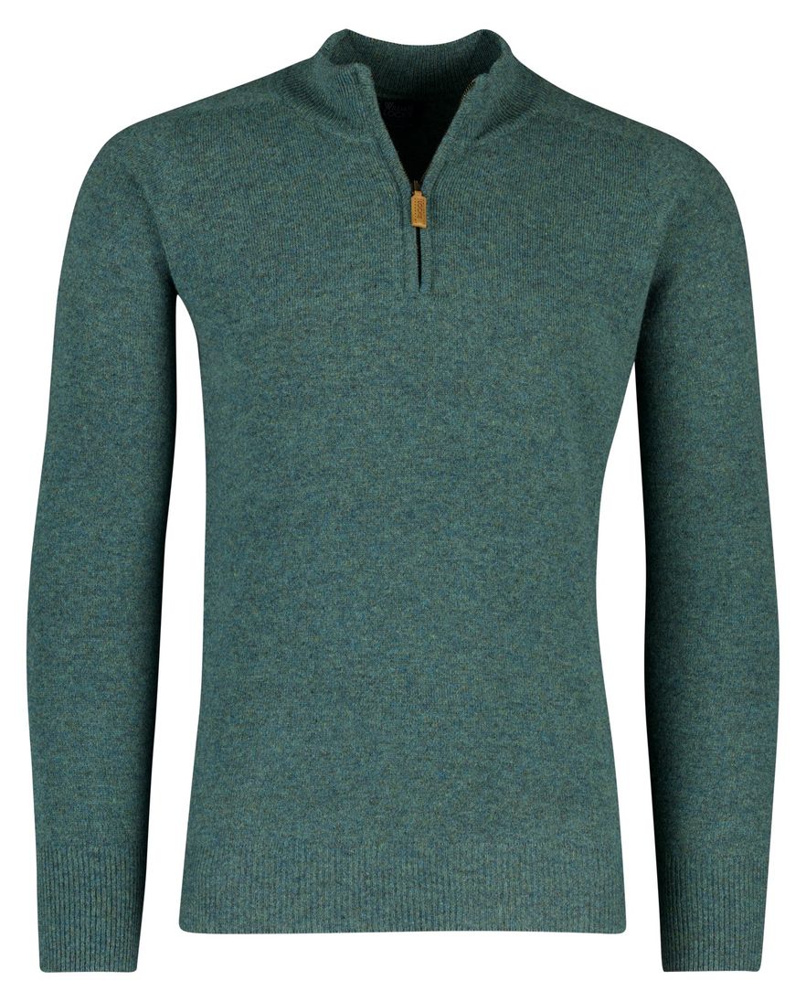 William Lockie trui half zip turquoise effen wijde fit