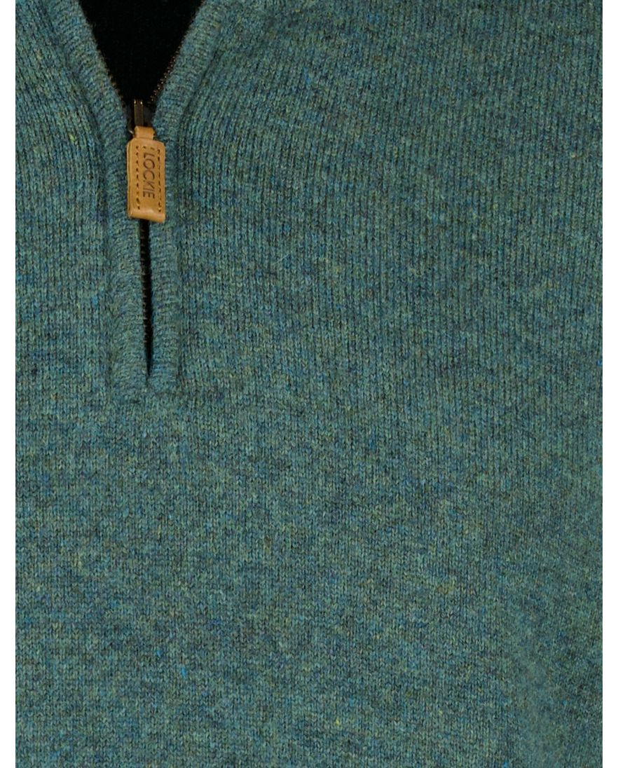 William Lockie trui half zip turquoise effen wijde fit