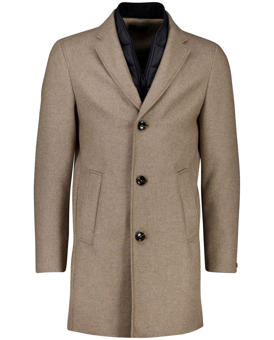 Portofino mantel met voering wol khaki