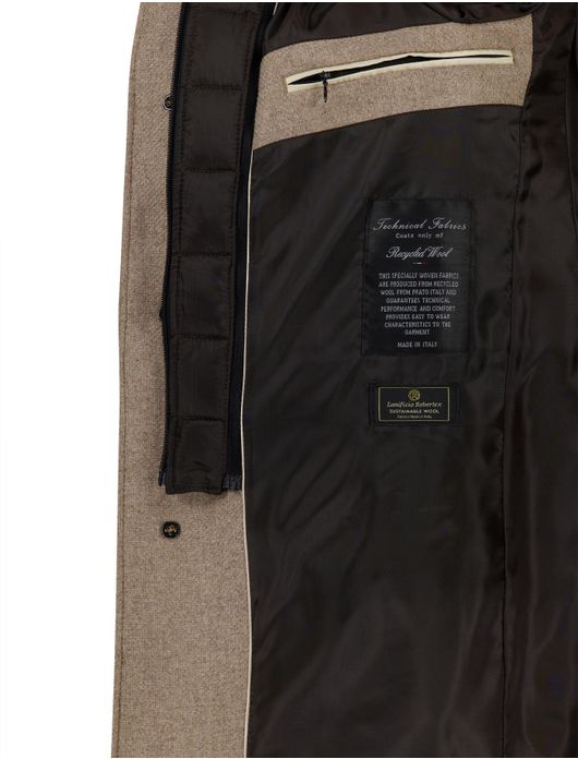 Portofino mantel met voering wol khaki