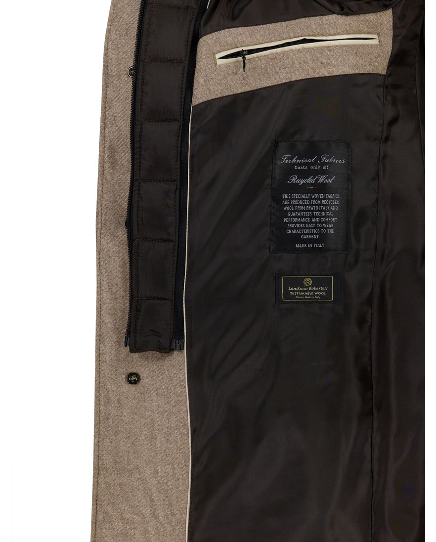 Portofino mantel met voering wol khaki