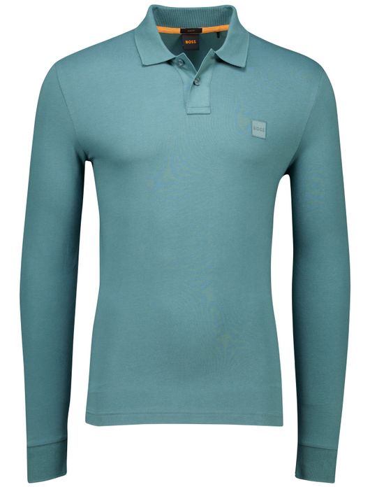 Boss Orange polo lange mouw slim fit groen