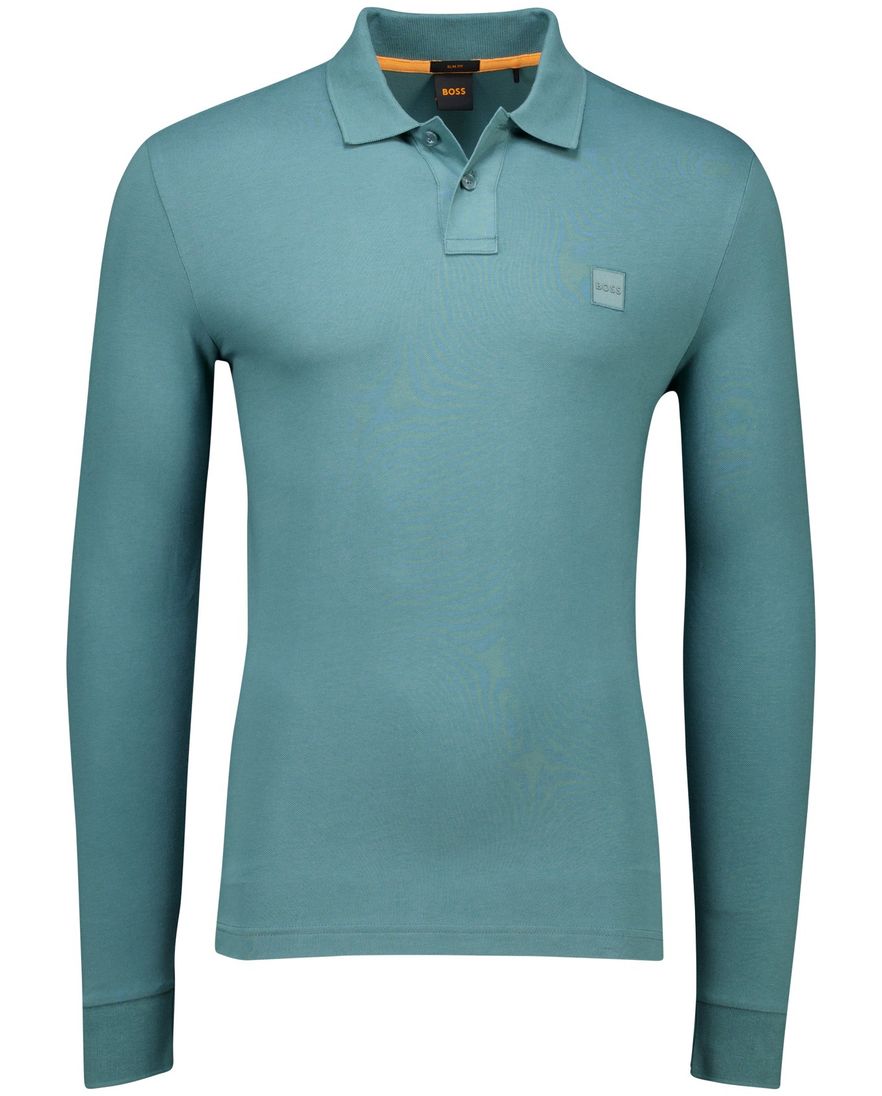 Boss Orange polo lange mouw slim fit groen
