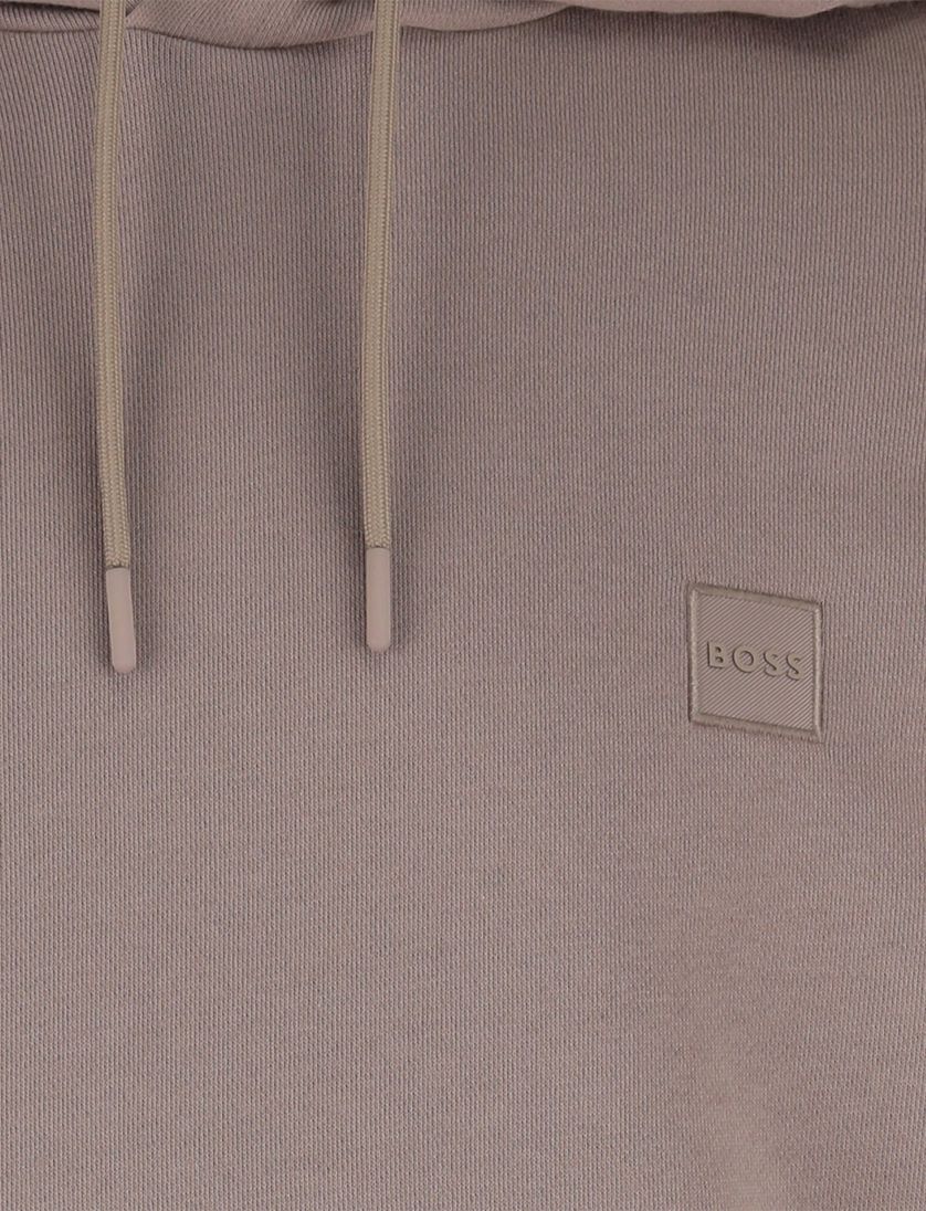 BOSS Orange hoodie bruin katoen capuchon effen