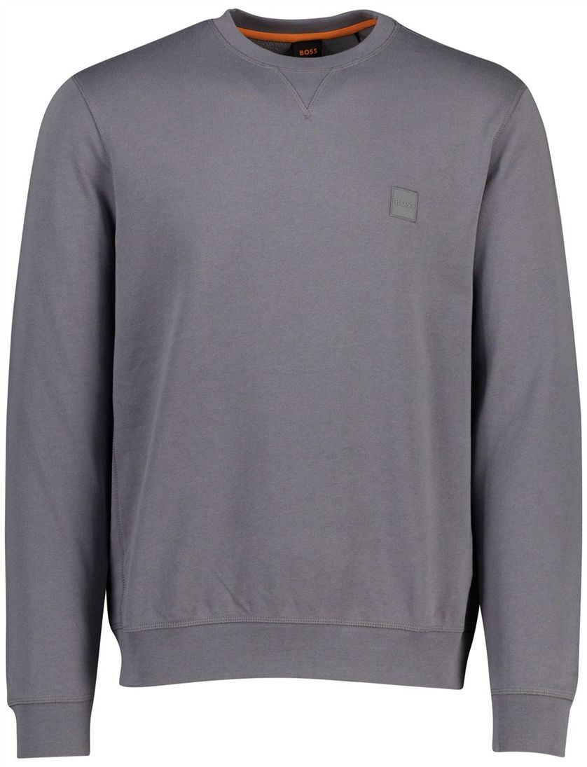 BOSS Orange sweater grijs ronde hals effen