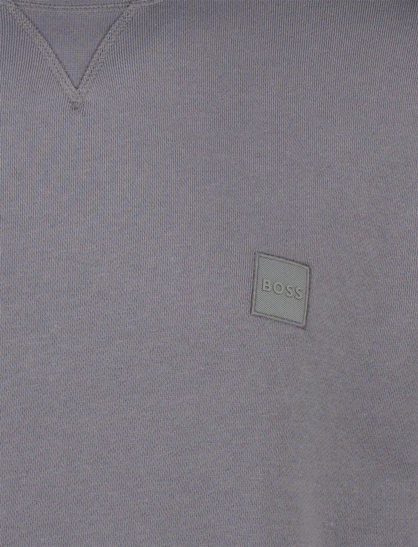 BOSS Orange sweater grijs ronde hals effen