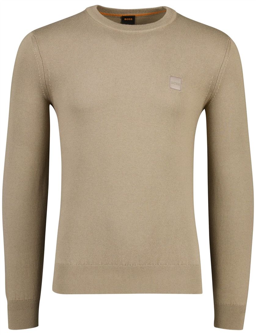 Boss Orange Trui Bruin katoen kasjmier met boord