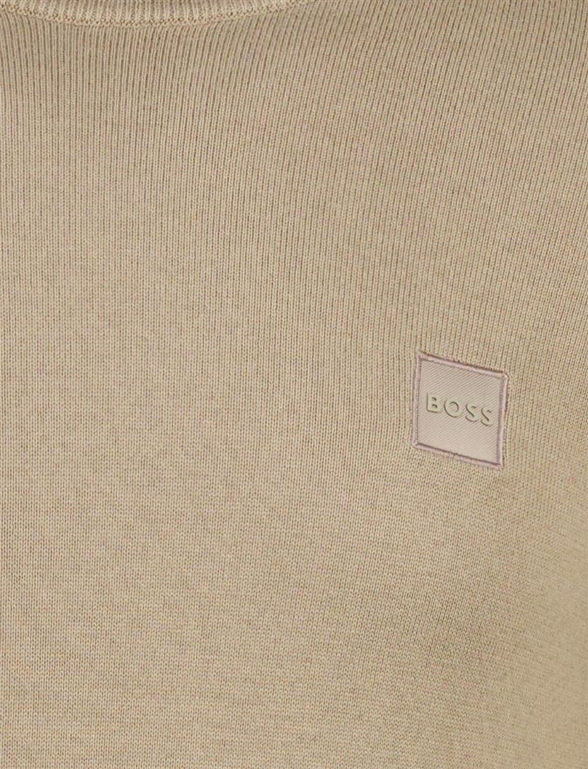 Boss Orange Trui Bruin katoen kasjmier met boord