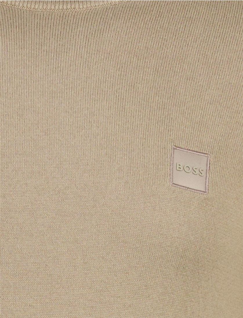 Boss Orange Trui Bruin katoen kasjmier met boord