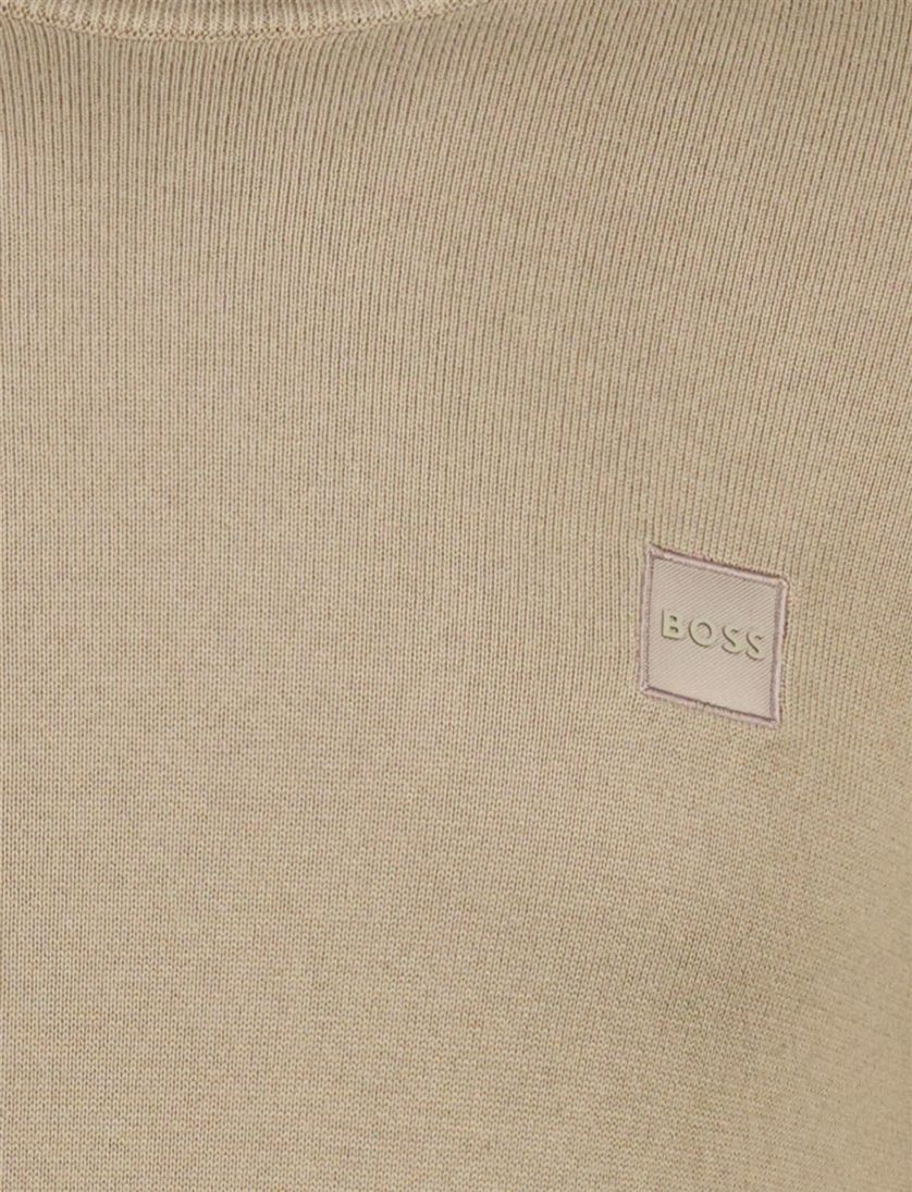 Boss Orange Trui Bruin katoen kasjmier met boord