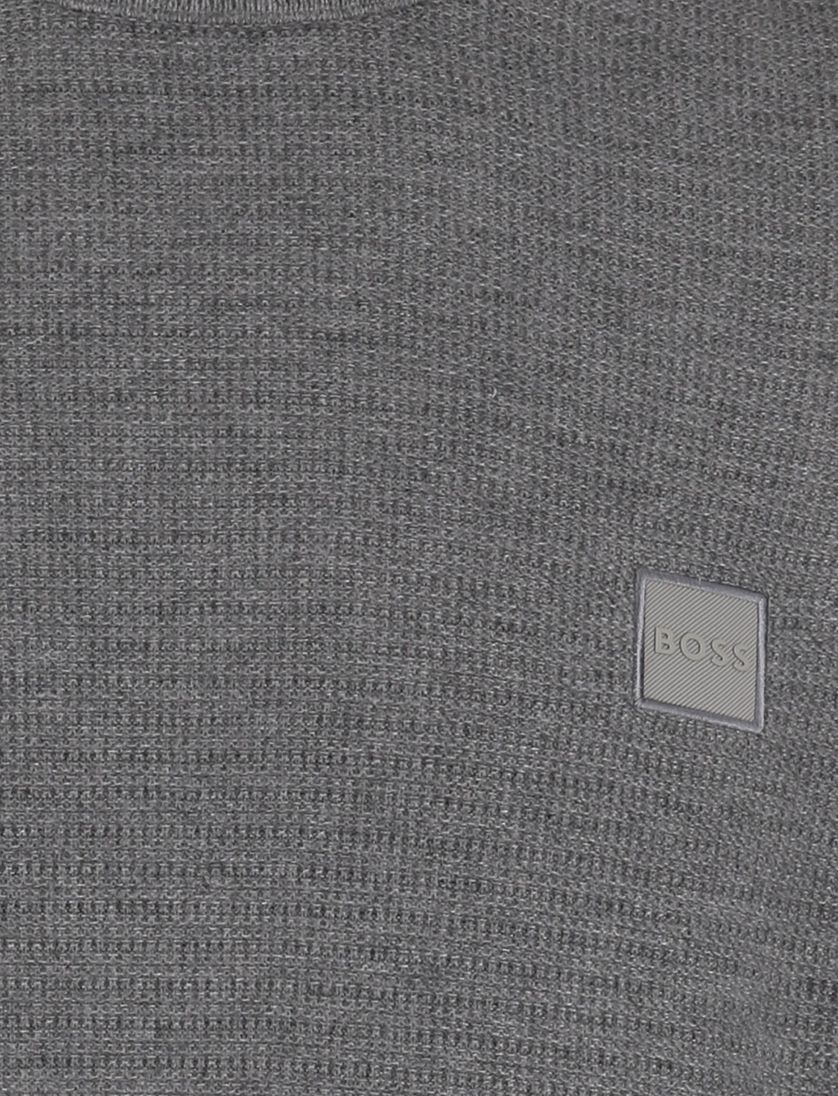 Boss Anion Orange trui grijs effen ronde hals