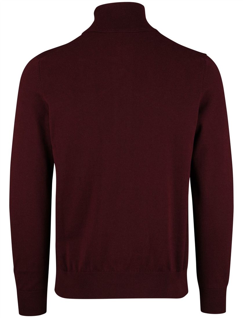 Boss Orange Trui effen bordeaux katoen Half zip