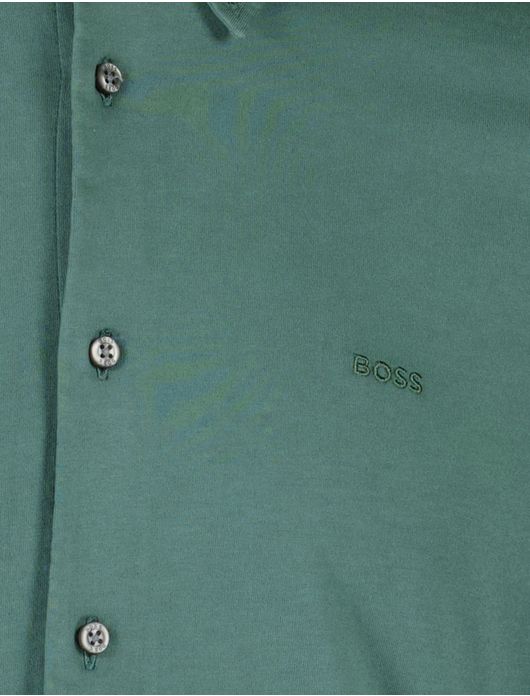 Effen Boss Orange overhemd katoen groen