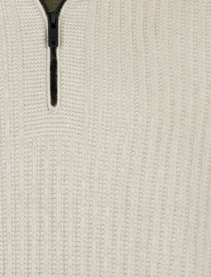 trui BOSS beige half zip wol