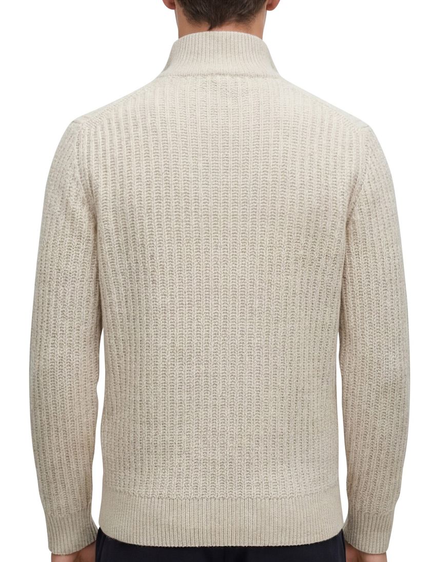 trui BOSS beige half zip wol