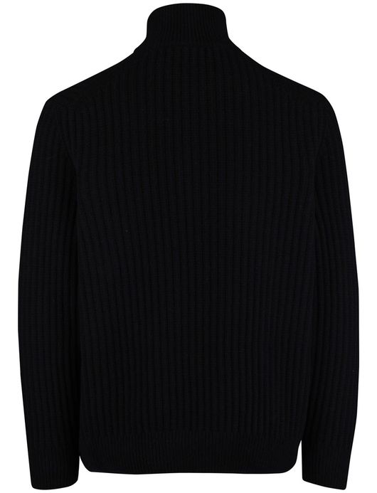 Boss Orange Trui Half Zip Zwart wol effen