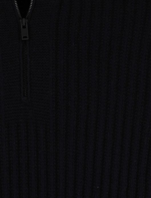 Boss Orange Trui Half Zip Zwart wol effen