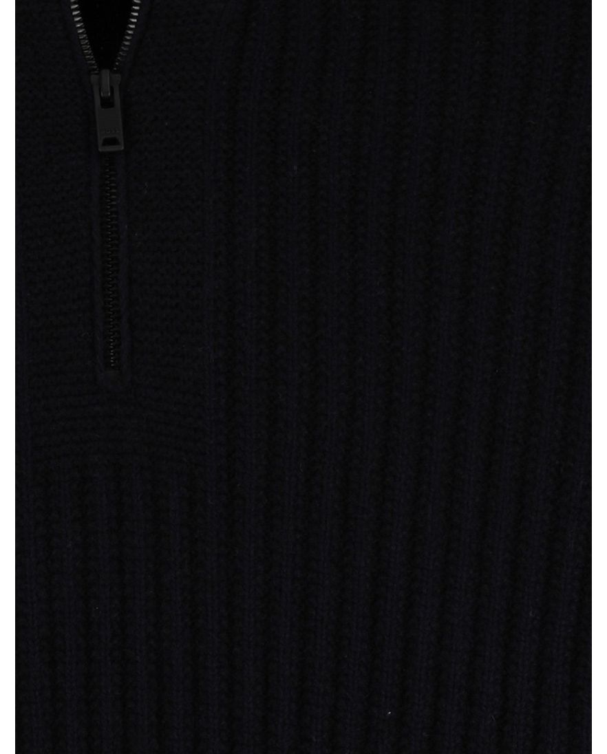 Boss Orange Trui Half Zip Zwart wol effen