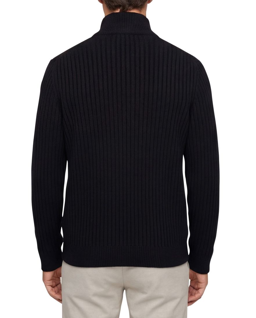 Boss Orange Trui Half Zip Zwart wol effen