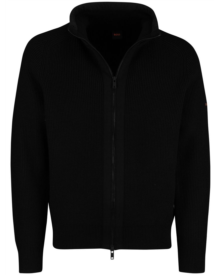 BOSS Orange vest Zwart Kigloo relaxed fit lamswol