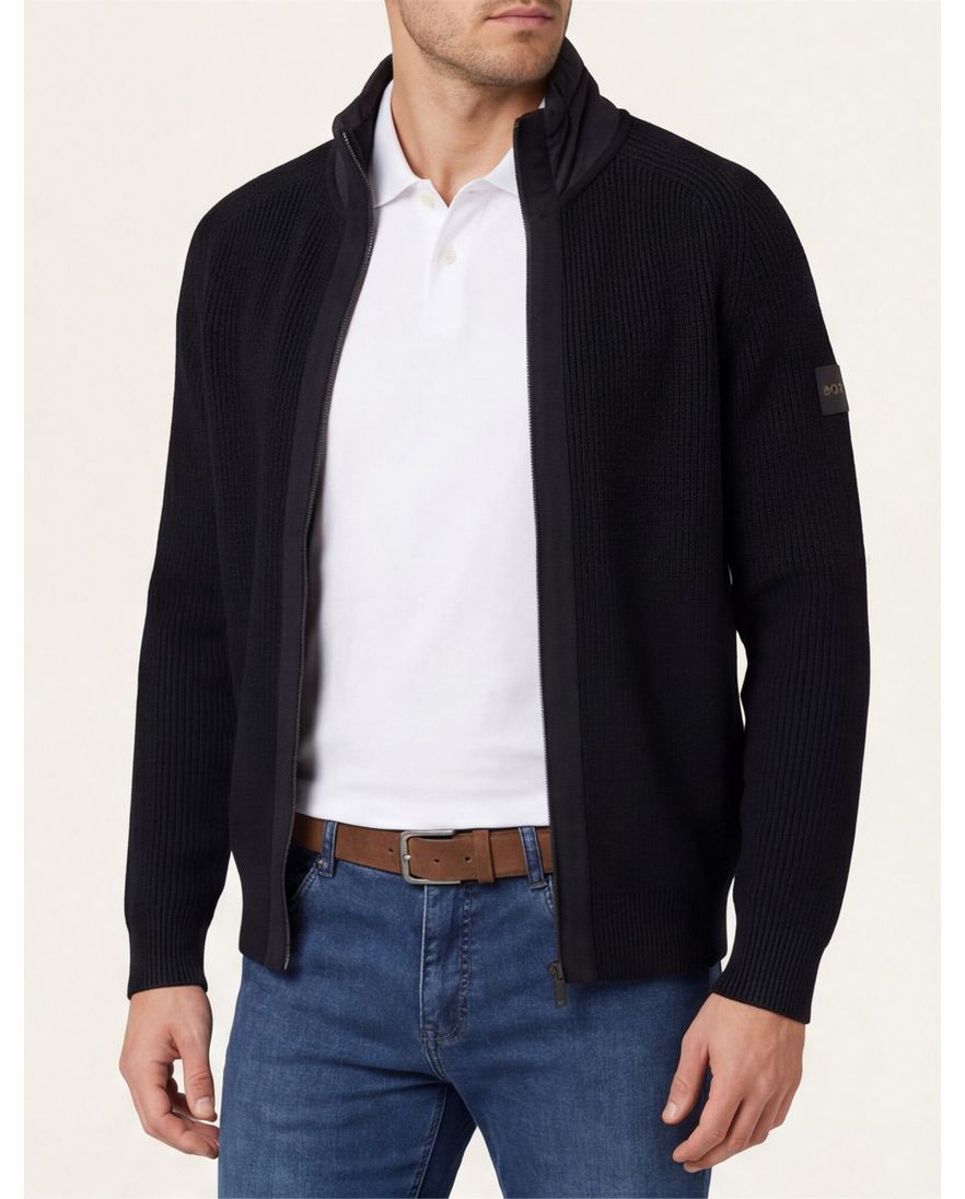 BOSS Orange vest Zwart Kigloo relaxed fit lamswol