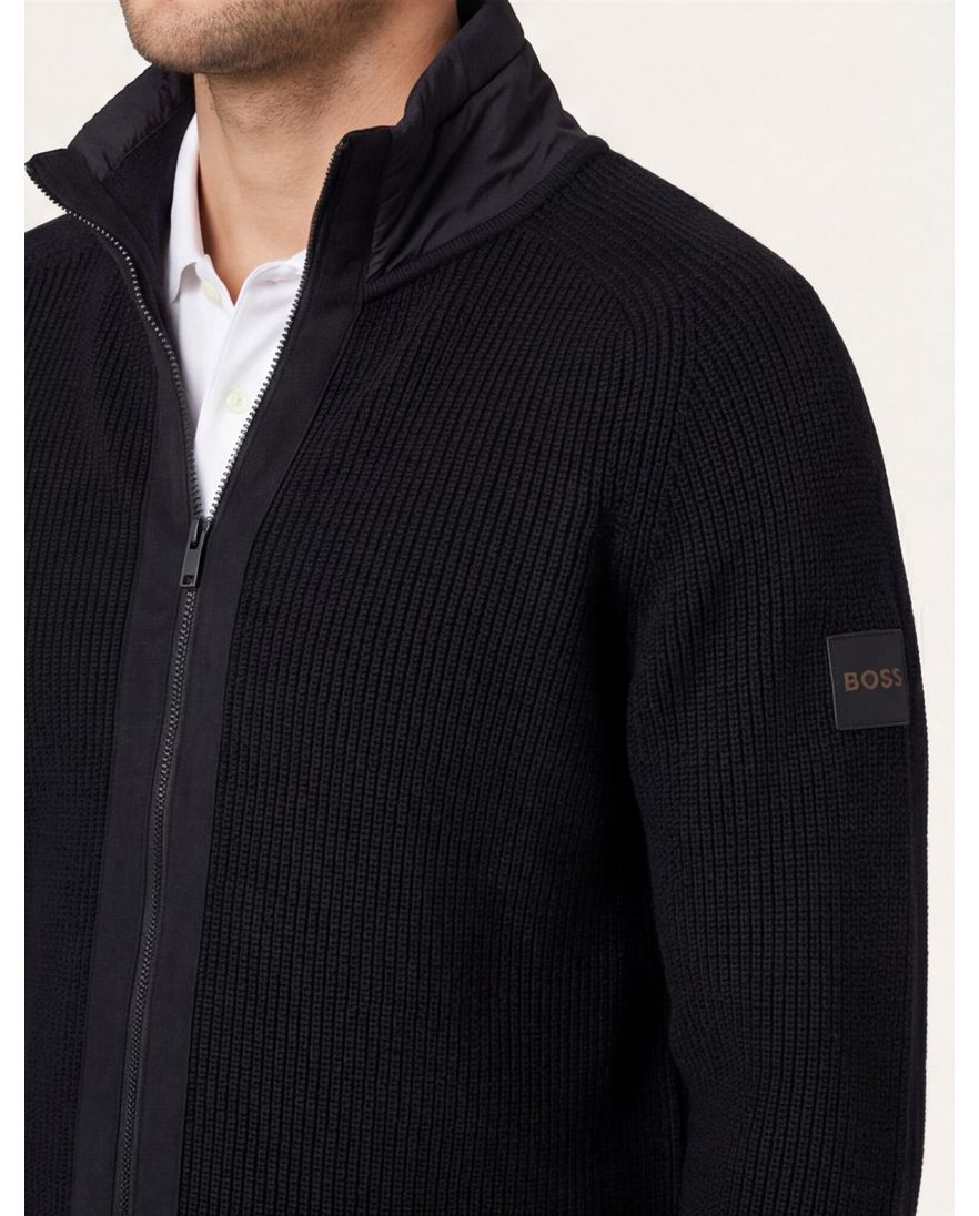 BOSS Orange vest Zwart Kigloo relaxed fit lamswol