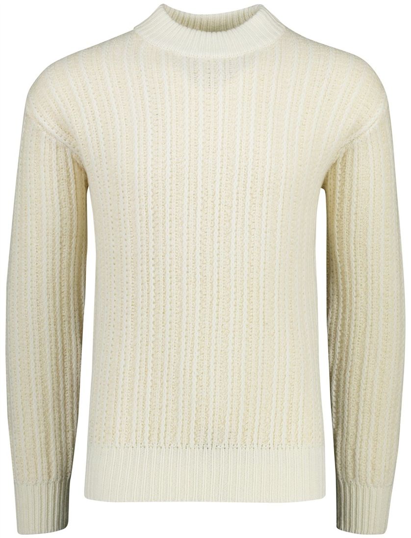 Boss Orange Trui Creme gebreid wol effen