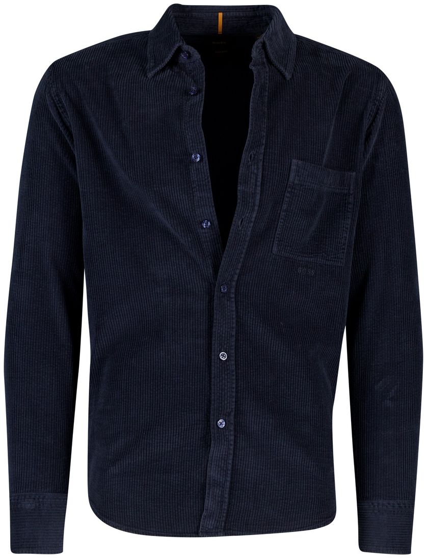 Overshirt Boss orange donkerblauw effen borstzak