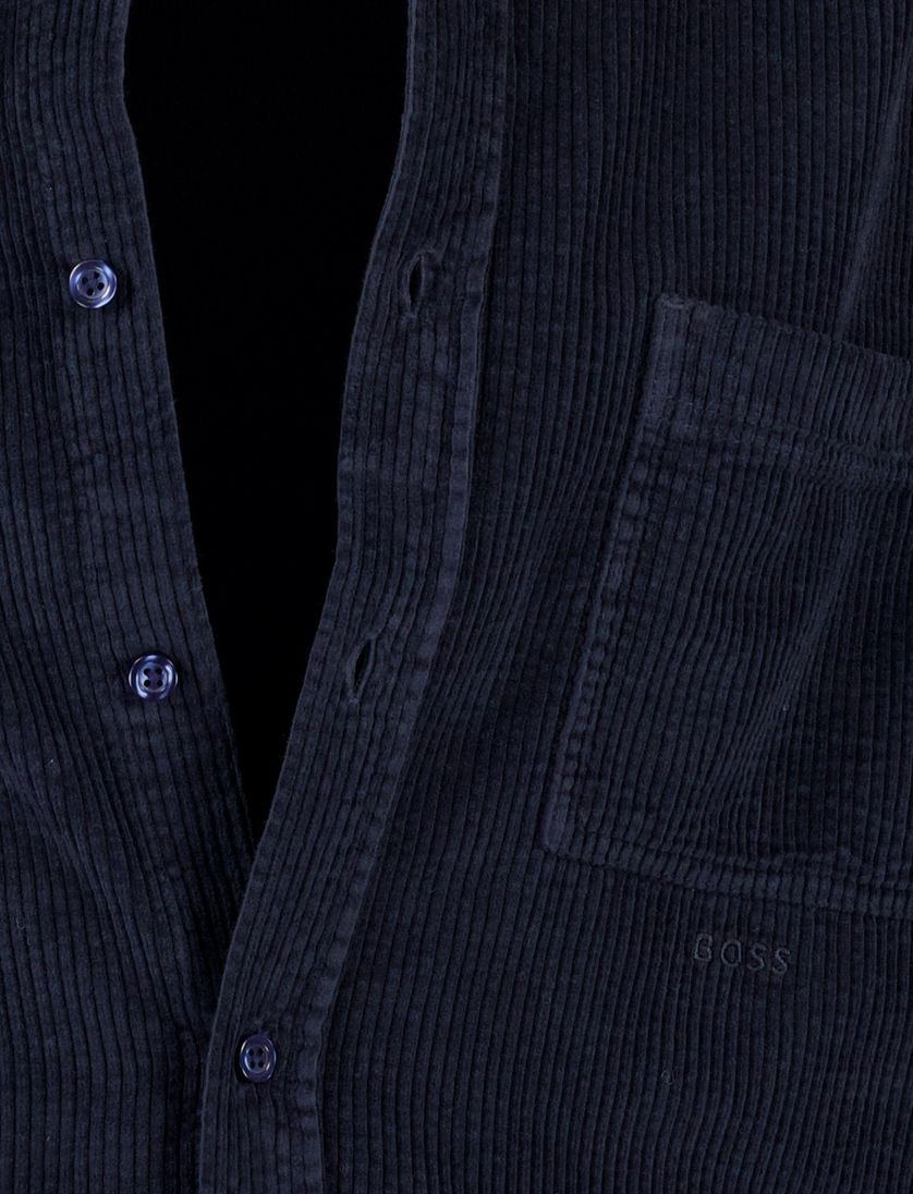 Overshirt Boss orange donkerblauw effen borstzak