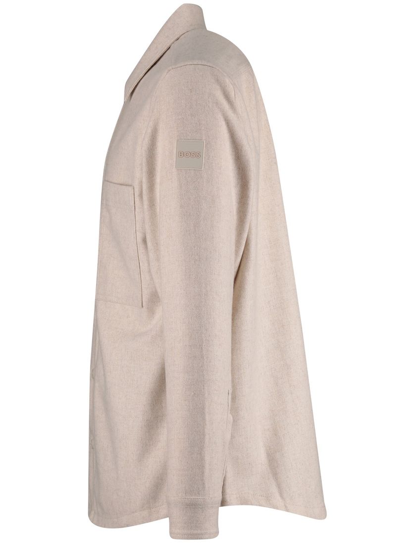 Boss overshirt beige normale fit effen