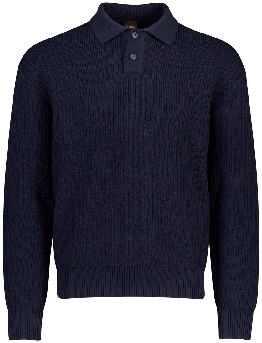 donkerblauwe Boss Orange Kotorpolo trui