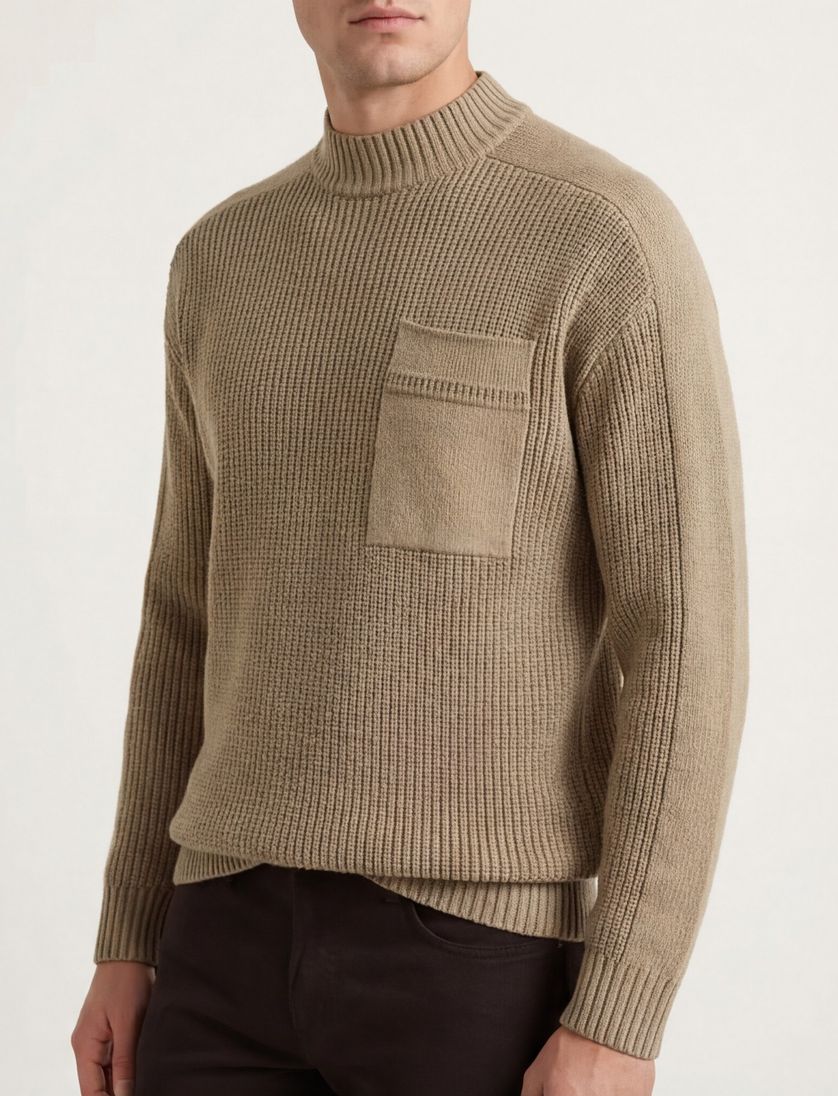 trui Boss orange beige effen wol